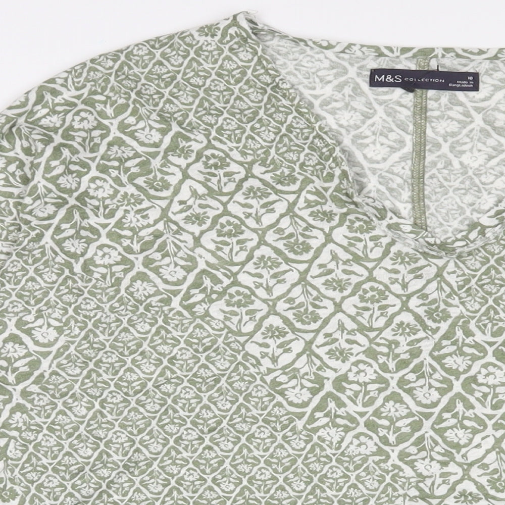 Womens UK Size 10 Marks and Spencer Green Basic T-Shirt
