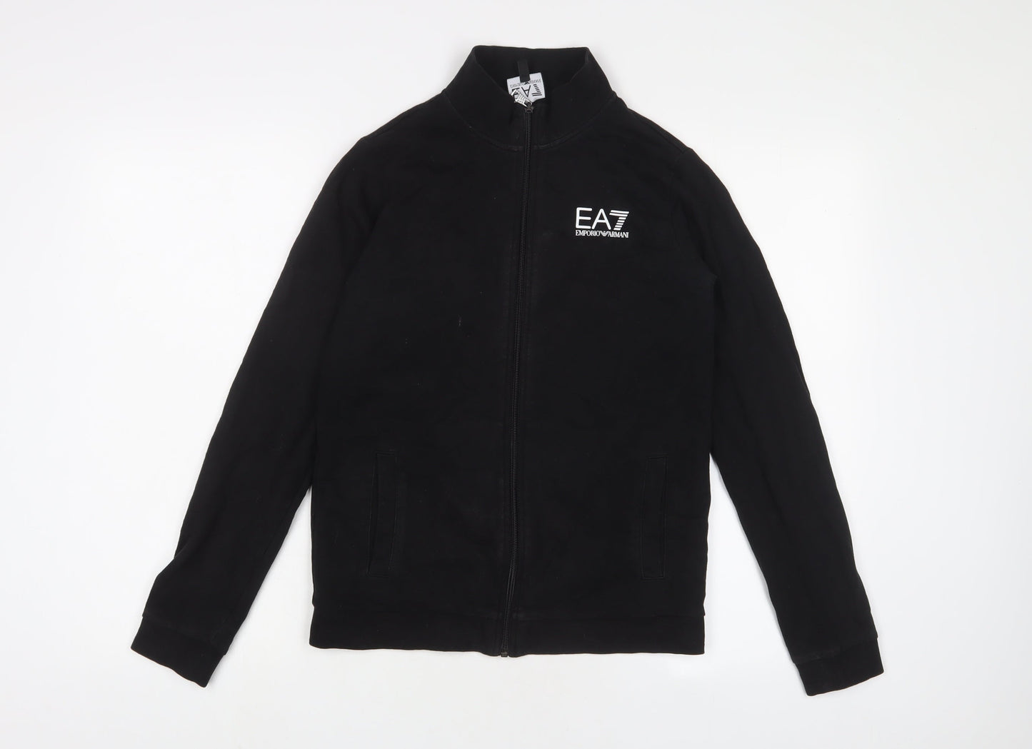 EA7 Boys Black Cotton Full Zip Sweatshirt Size 14 Years Zip