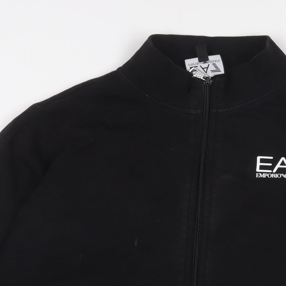 EA7 Boys Black Cotton Full Zip Sweatshirt Size 14 Years Zip