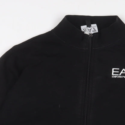 EA7 Boys Black Cotton Full Zip Sweatshirt Size 14 Years Zip
