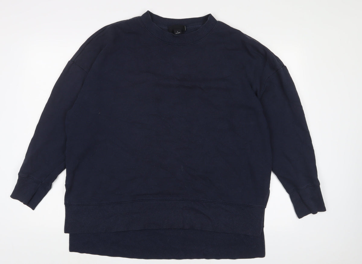 Monki Womens Blue Cotton Pullover Sweatshirt Size L Pullover