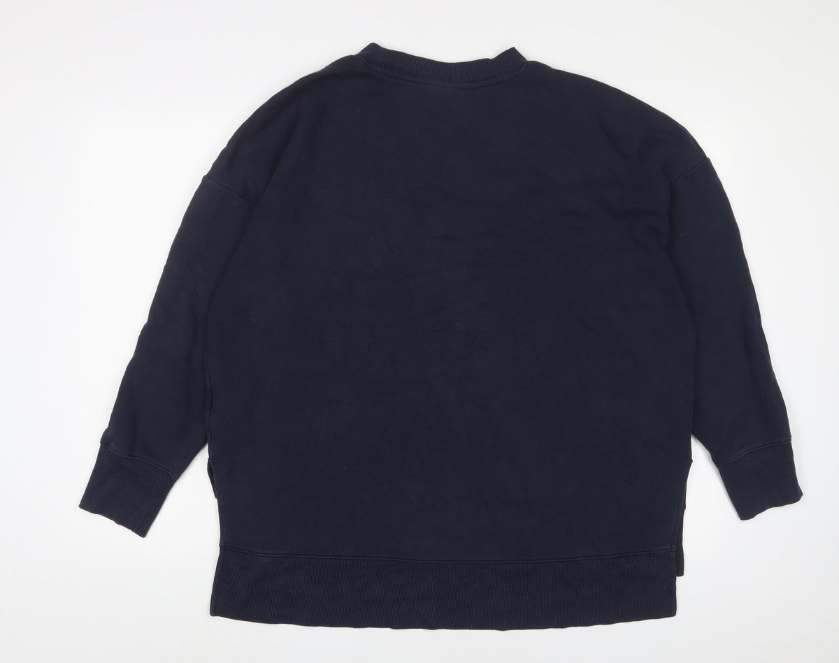 Monki Womens Blue Cotton Pullover Sweatshirt Size L Pullover