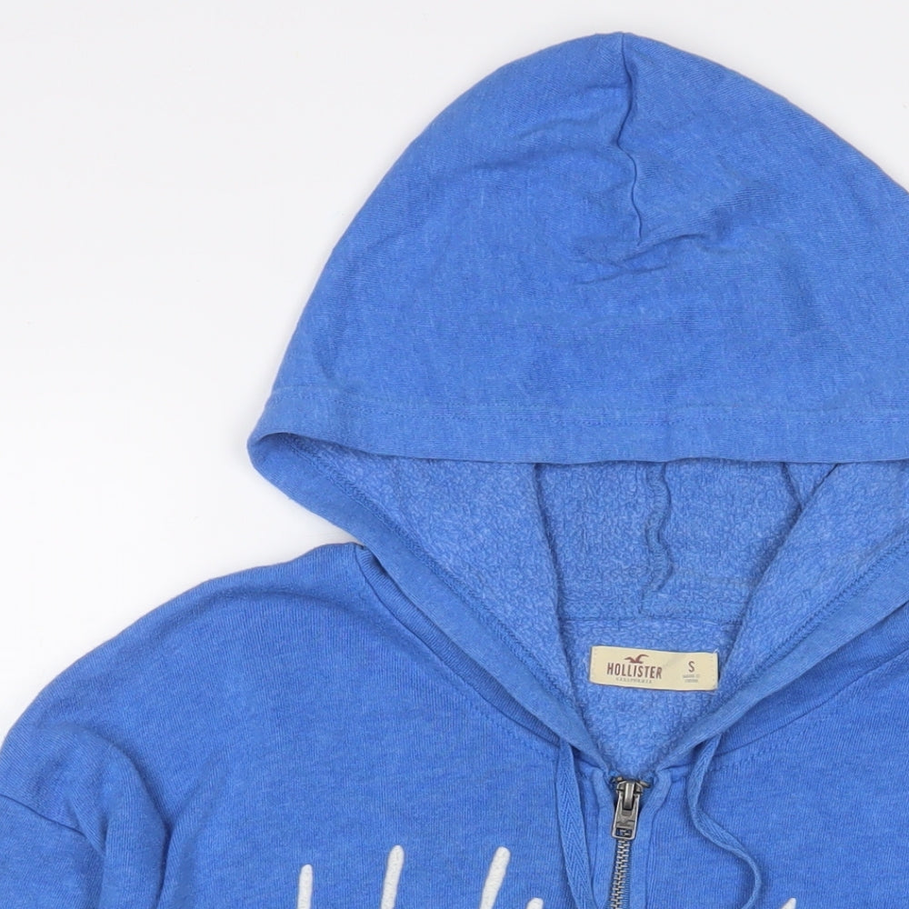 Hollister Womens Blue Cotton Full Zip Hoodie Size M Zip - Embroidered, Logo