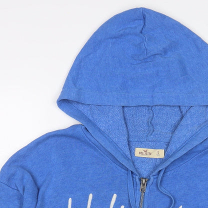 Hollister Womens Blue Cotton Full Zip Hoodie Size M Zip - Embroidered, Logo