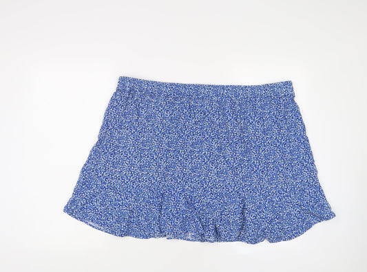 Marks and Spencer Womens Blue Floral Viscose A-Line Skirt Size 24