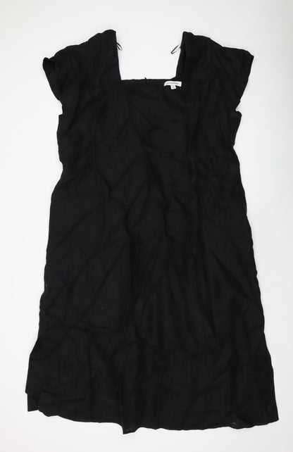 Autograph Womens Black Linen A-Line Size 24 Square Neck Zip