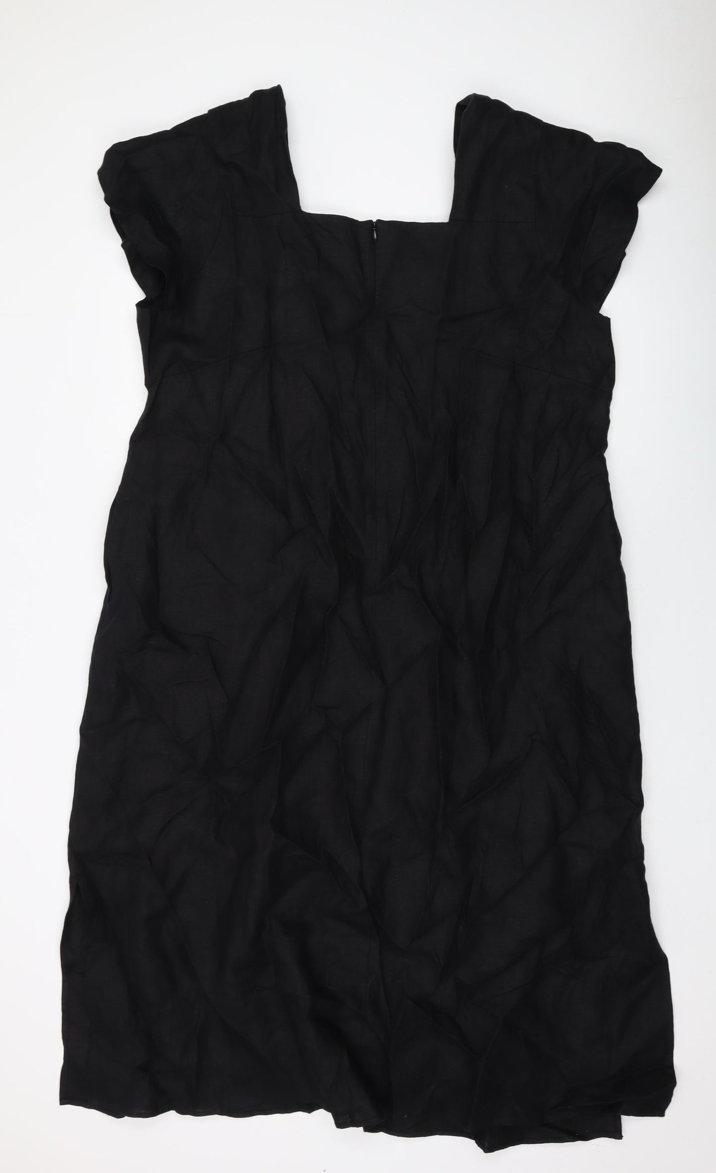 Autograph Womens Black Linen A-Line Size 24 Square Neck Zip