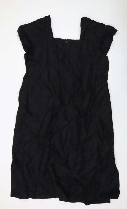 Autograph Womens Black Linen A-Line Size 24 Square Neck Zip