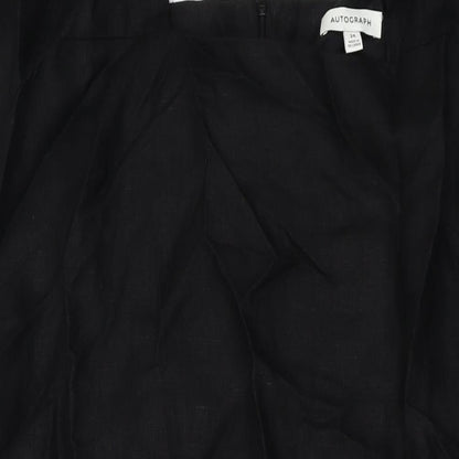 Autograph Womens Black Linen A-Line Size 24 Square Neck Zip