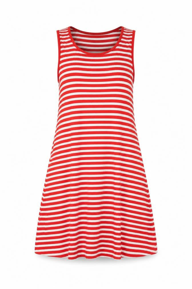 NEXT Womens Red Striped Viscose A-Line Size L Round Neck Pullover