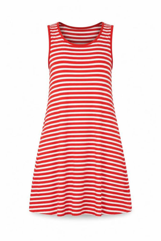 NEXT Womens Red Striped Viscose A-Line Size L Round Neck Pullover