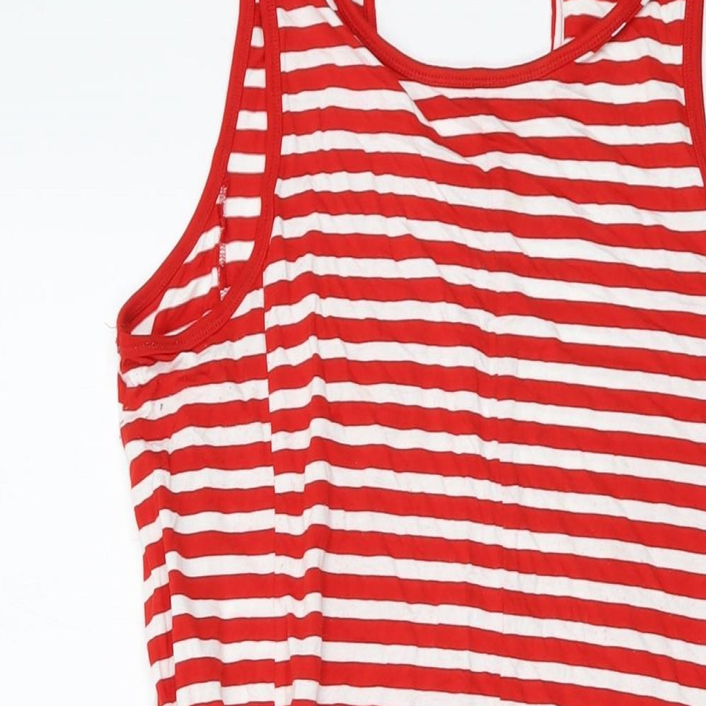 NEXT Womens Red Striped Viscose A-Line Size L Round Neck Pullover