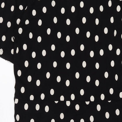 Marks and Spencer Womens Black Polka Dot Viscose A-Line Size 12 Round Neck Tie