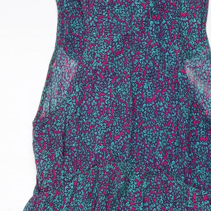 Izabel Womens Multicoloured Floral Viscose A-Line Size 14 V-Neck Tie