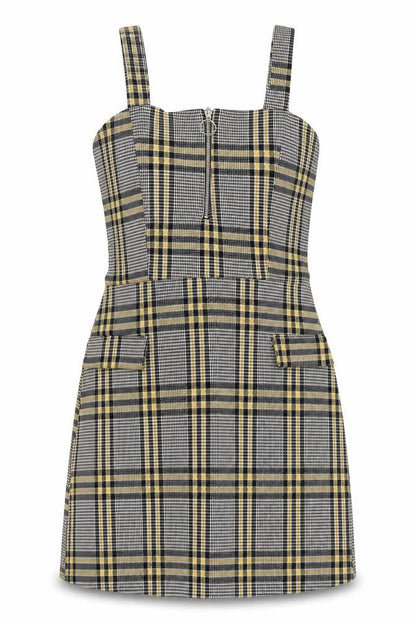 Quiz Womens Grey Plaid Polyester Mini Size 12 Square Neck Zip