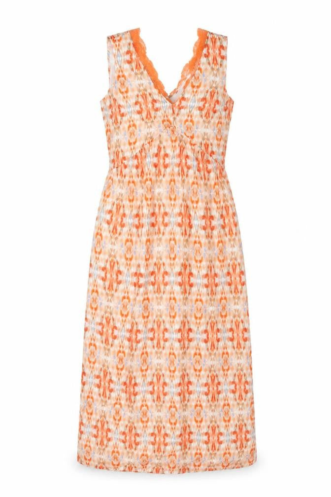 Marks and Spencer Womens Orange Geometric Modal A-Line Size 8 V-Neck Zip