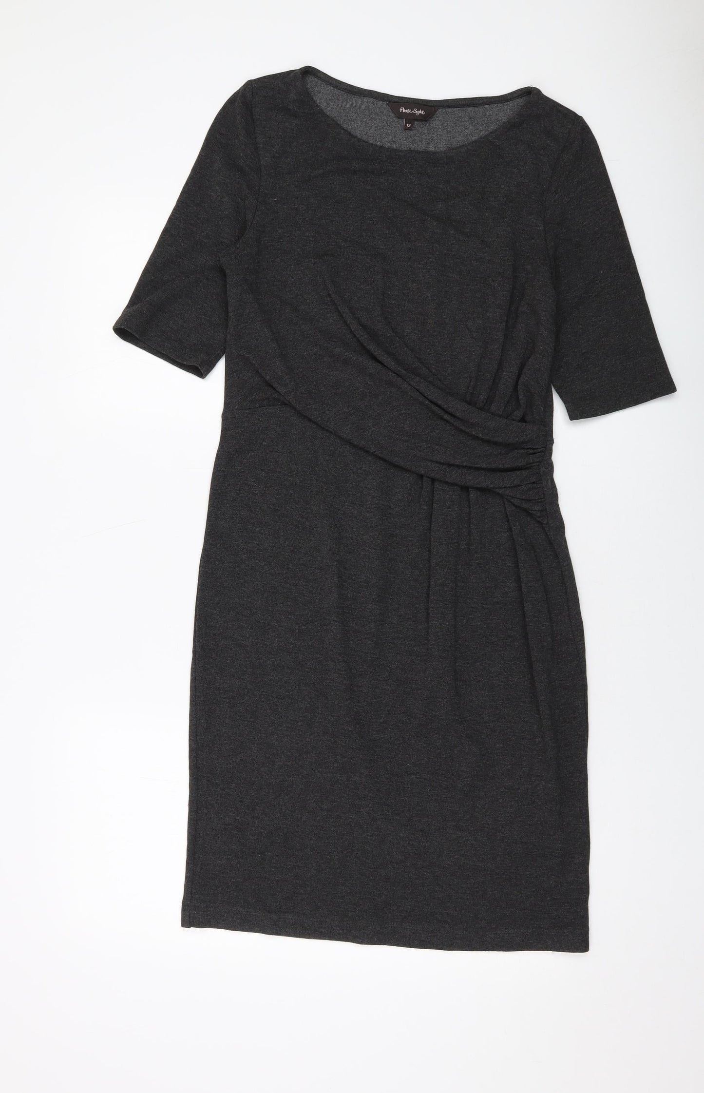Phase Eight Womens Grey Viscose Sheath Size 12 Round Neck Pullover