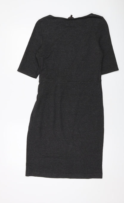 Phase Eight Womens Grey Viscose Sheath Size 12 Round Neck Pullover