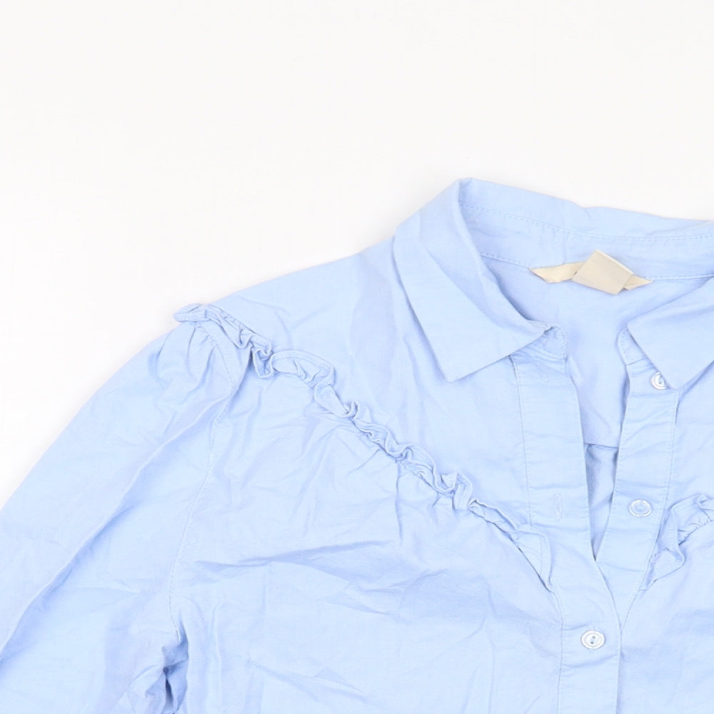 Womens UK Size 6 H&M Blue Basic Button-Up