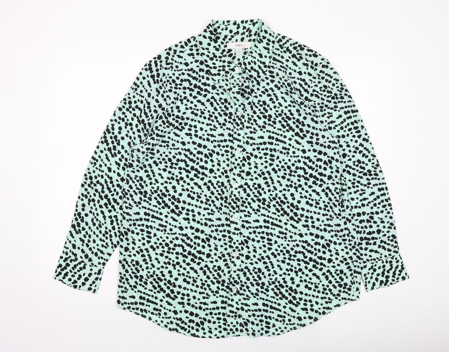 Womens UK Size 12 Marks and Spencer Green Basic Button-Up