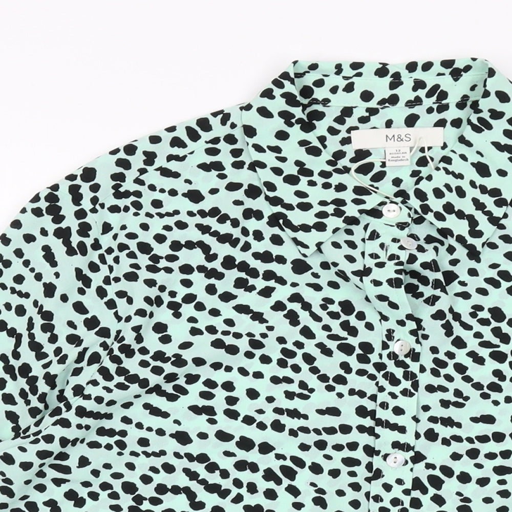Womens UK Size 12 Marks and Spencer Green Basic Button-Up