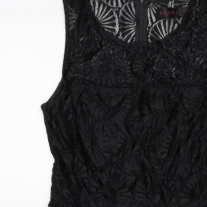 Tenki Womens Black Polyester Skater Dress Size 10 Round Neck Zip