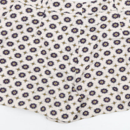 River Island Womens Beige Geometric Cotton Chino Shorts Size 8 L4 in Regular Zip