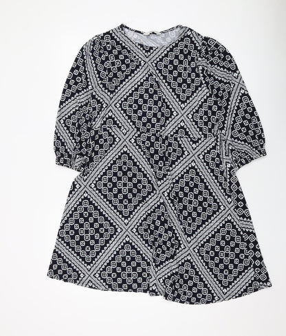Marks and Spencer Womens Beige Geometric Viscose A-Line Size 18 Round Neck Pullover