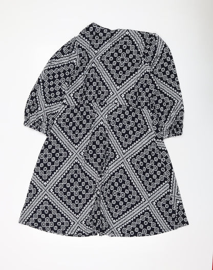 Marks and Spencer Womens Beige Geometric Viscose A-Line Size 18 Round Neck Pullover