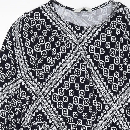 Marks and Spencer Womens Beige Geometric Viscose A-Line Size 18 Round Neck Pullover