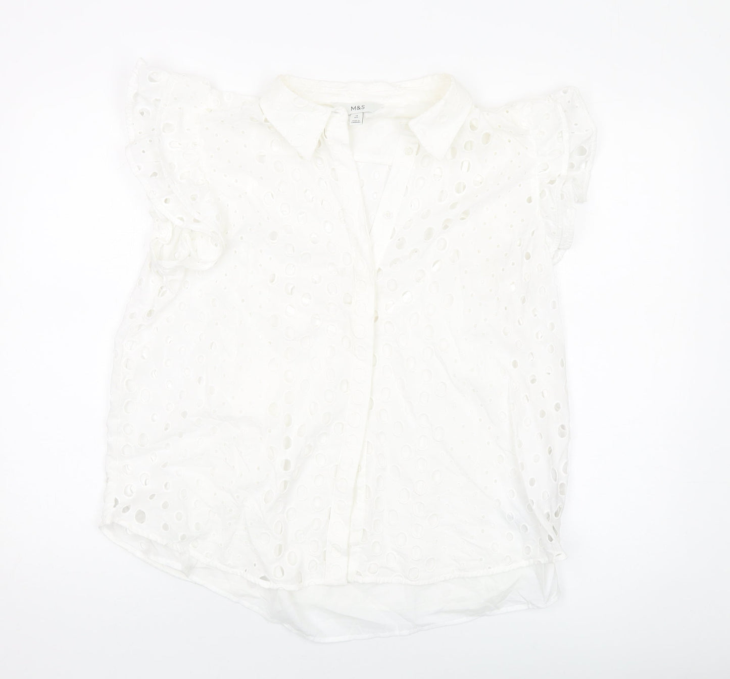 Womens UK Size 14 Marks and Spencer Ivory Basic Button-Up