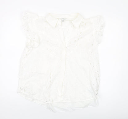Womens UK Size 14 Marks and Spencer Ivory Basic Button-Up