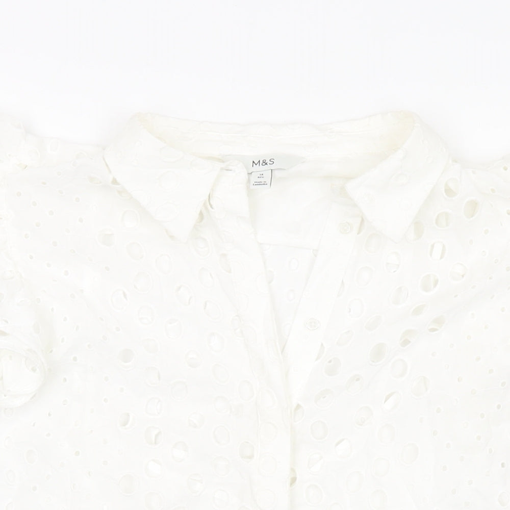 Womens UK Size 14 Marks and Spencer Ivory Basic Button-Up