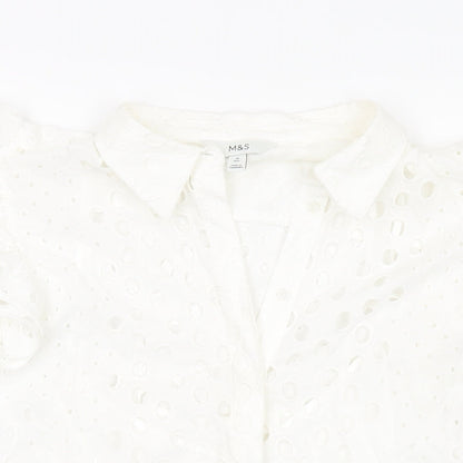 Womens UK Size 14 Marks and Spencer Ivory Basic Button-Up