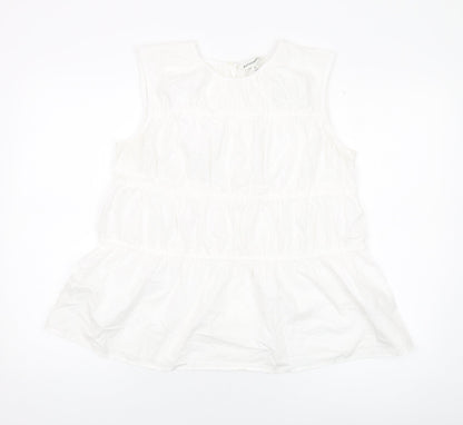 Autograph Womens Ivory Cotton Basic Tank Size 14 Round Neck