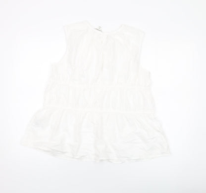 Autograph Womens Ivory Cotton Basic Tank Size 14 Round Neck