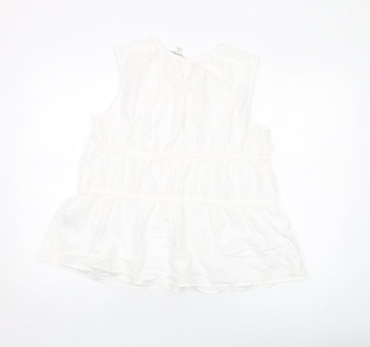 Autograph Womens Ivory Cotton Basic Tank Size 14 Round Neck