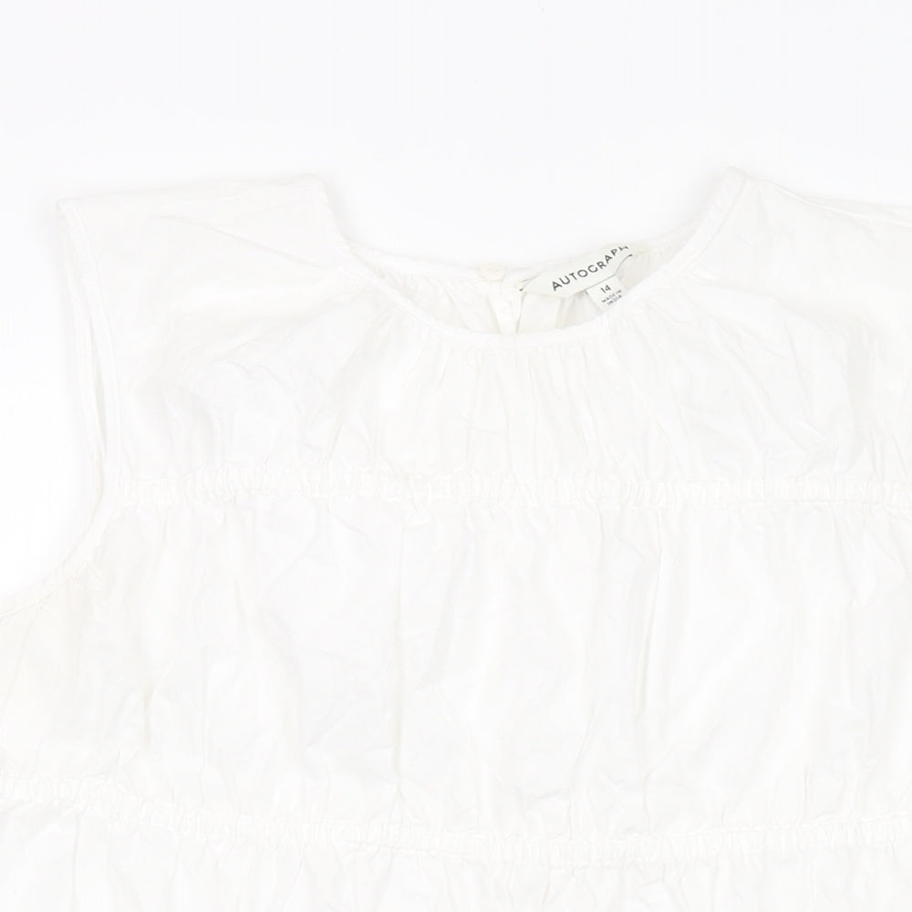 Autograph Womens Ivory Cotton Basic Tank Size 14 Round Neck