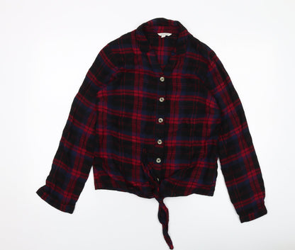 Monsoon Womens Red Plaid Cotton Basic Button-Up Size S Collared