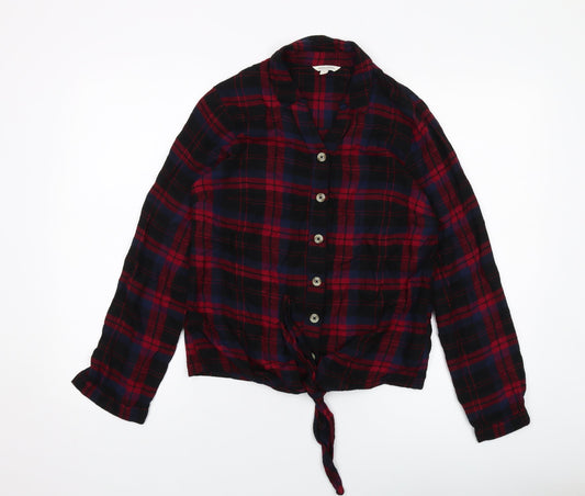 Monsoon Womens Red Plaid Cotton Basic Button-Up Size S Collared