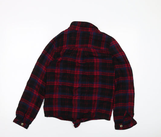 Monsoon Womens Red Plaid Cotton Basic Button-Up Size S Collared