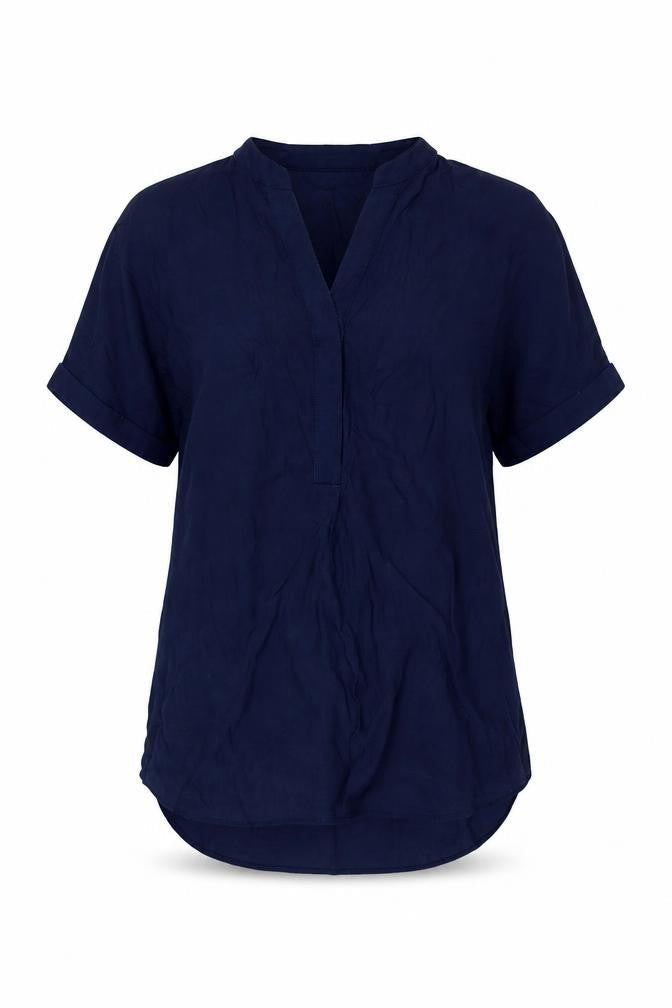 Marks and Spencer Womens Blue Viscose Basic Blouse Size 10 V-Neck