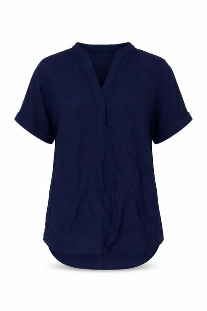 Marks and Spencer Womens Blue Viscose Basic Blouse Size 10 V-Neck