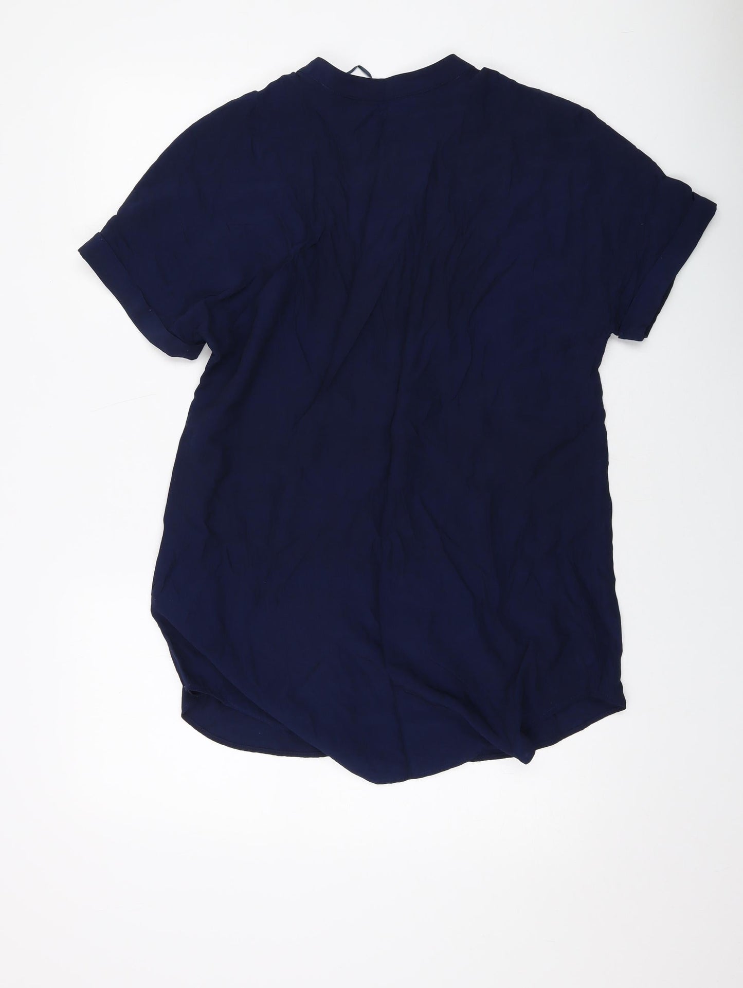 Marks and Spencer Womens Blue Viscose Basic Blouse Size 10 V-Neck