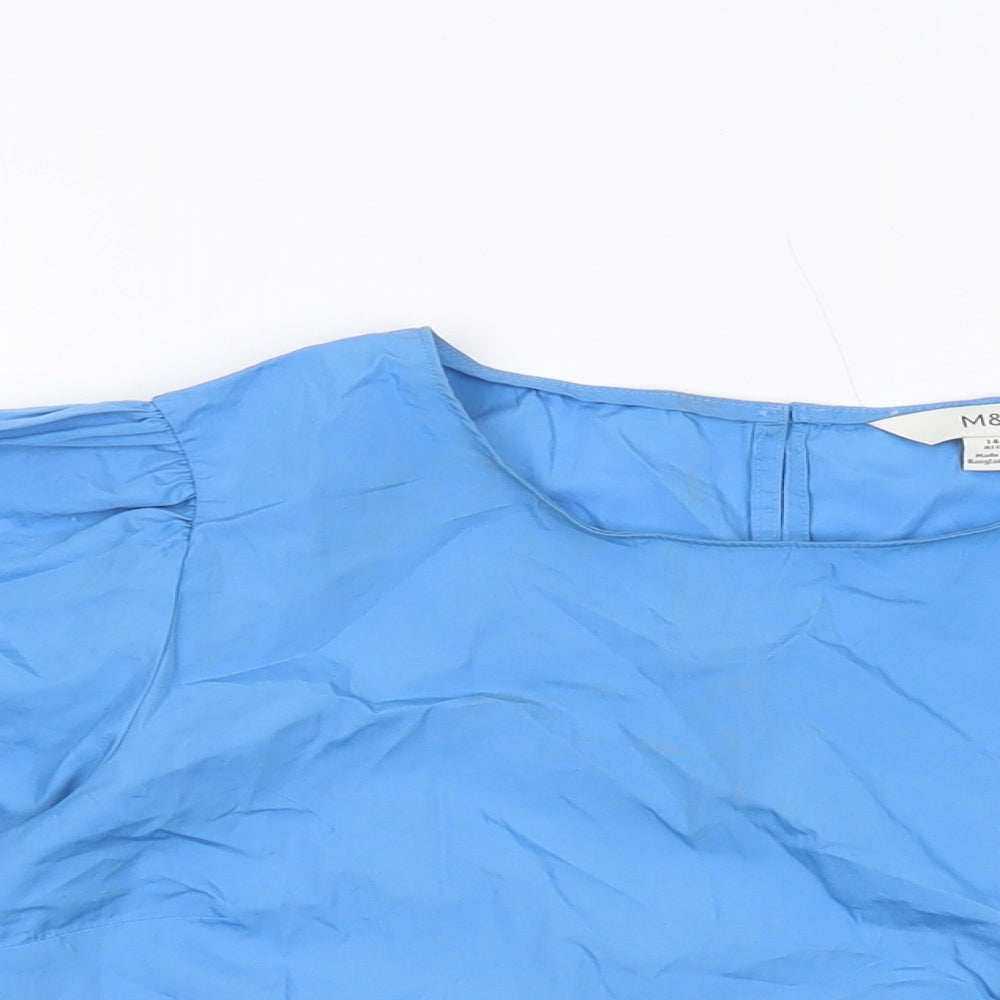 Womens UK Size 14 Marks and Spencer Blue Basic Blouse
