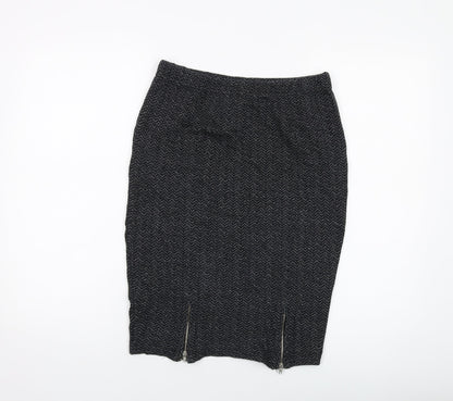 Masai Womens Grey Herringbone Cotton Straight & Pencil Skirt Size M