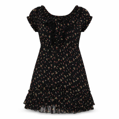 New Look Womens Black Floral Polyester A-Line Size 8 Round Neck Pullover
