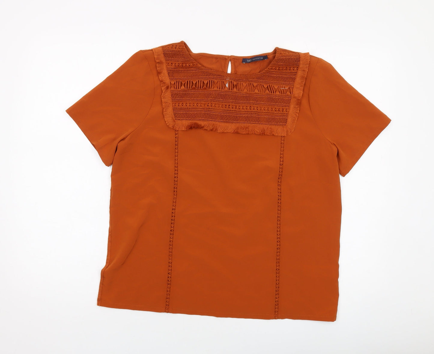 Womens UK Size 14 Marks and Spencer Brown Basic T-Shirt