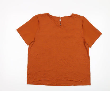 Womens UK Size 14 Marks and Spencer Brown Basic T-Shirt