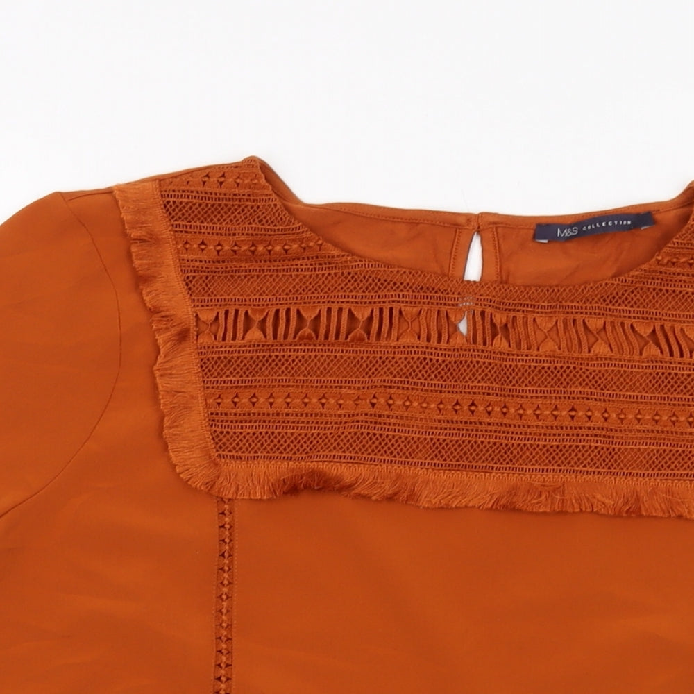 Womens UK Size 14 Marks and Spencer Brown Basic T-Shirt